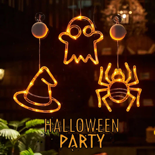 Halloween Orange Pumpkin Ghost Window Light