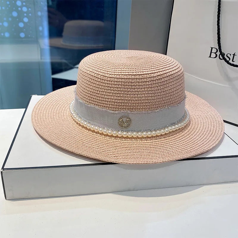 Elegant Black White Straw Hat Sombrero