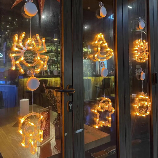 Halloween Orange Pumpkin Ghost Window Light
