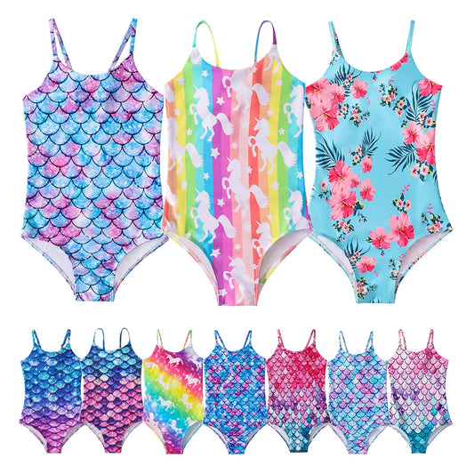 Adorable Girls Mermaid One-Piece Swimsuit
