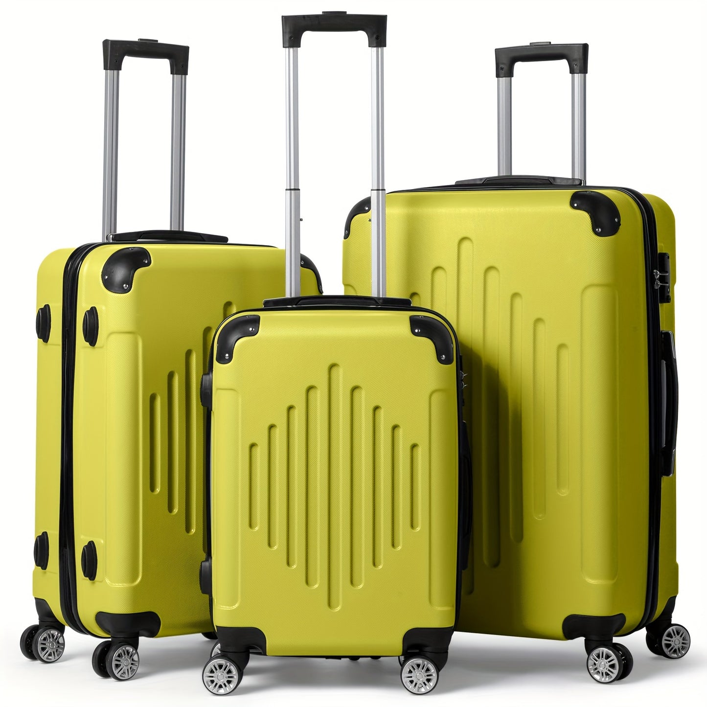 Butter Yellow Lightweight Suitcase Set, Juego Maletas Ligeras Amarillo Mantequilla