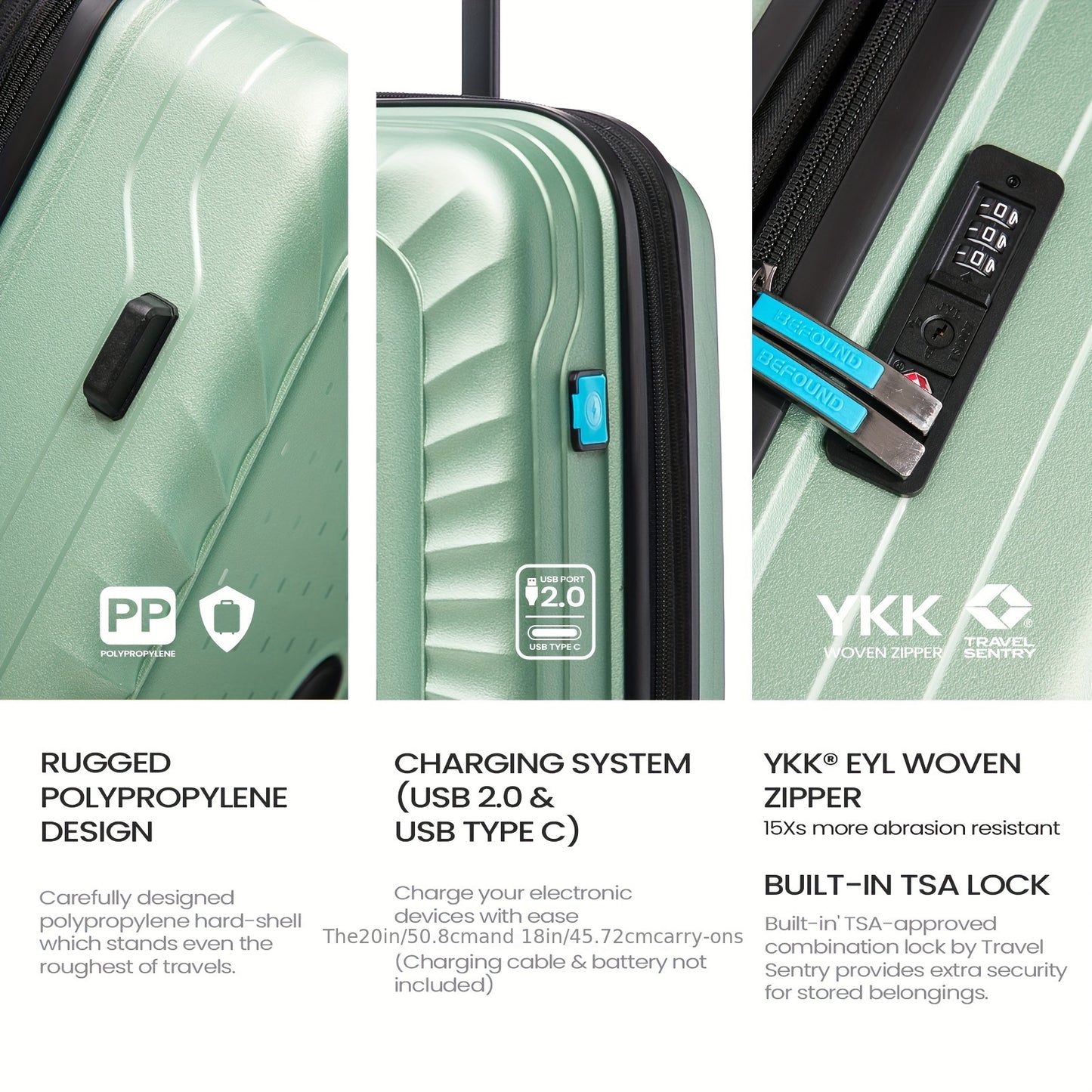 Befound Expandable Suitcase Set, Juego Maletas Expandibles Befound