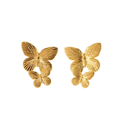 Gold Double Butterfly Earrings