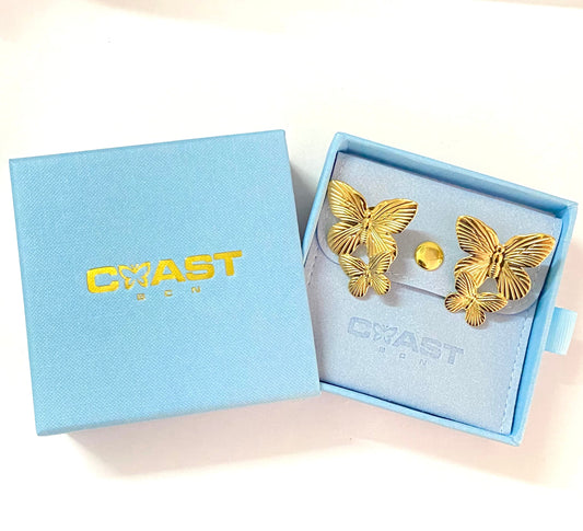 Gold Double Butterfly Earrings