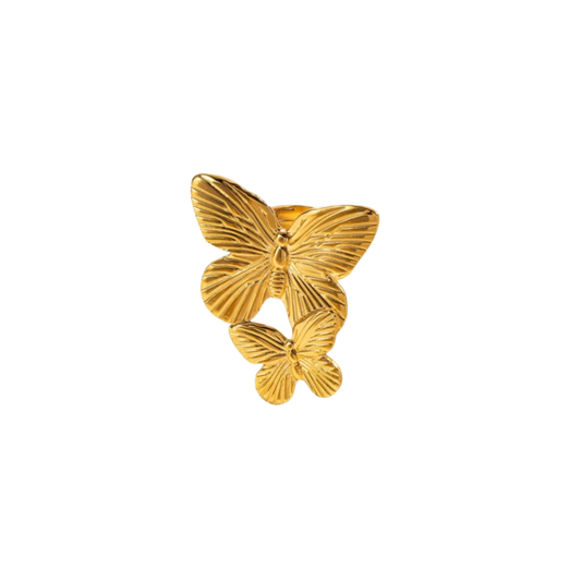 Gold Double Butterfly Ring