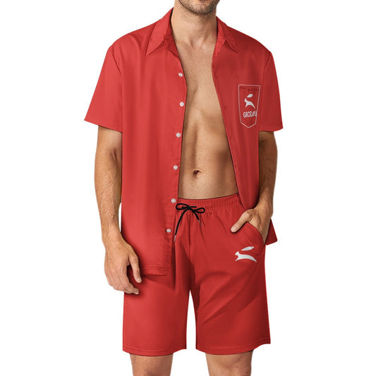 Peach-Skin Shirt & Shorts Set