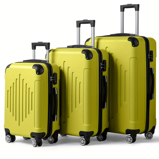 Butter Yellow Lightweight Suitcase Set, Juego Maletas Ligeras Amarillo Mantequilla