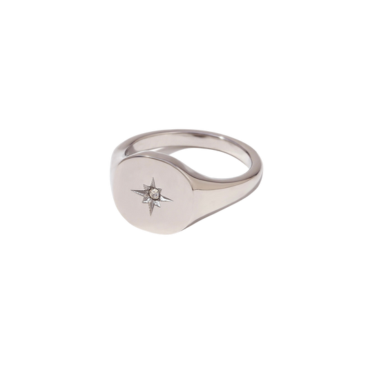 Silver Star Diamond Ring